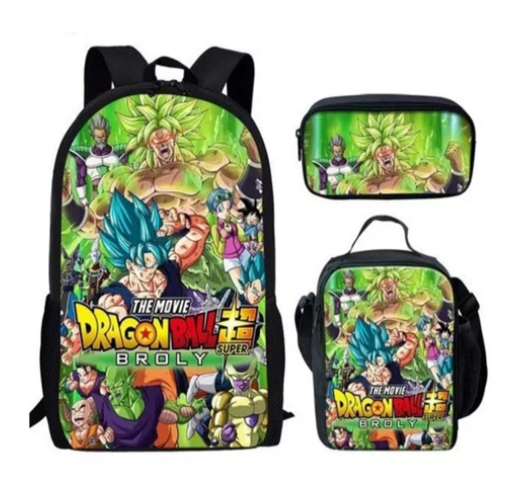 New animation cartoon dragon ball backpack, primary and secondary school schoolbag, satchel, shoulder bag, pencil case three-piece set