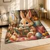 Easter Bunny Storybook Coral Fleece Blanket Spring Nursery Decor