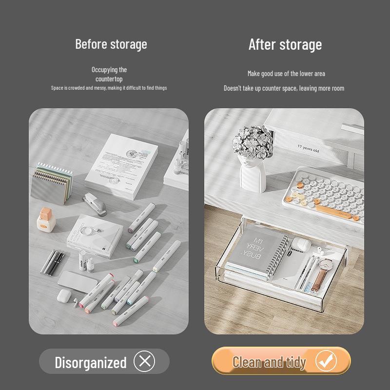 Under-Desk Hidden Storage Box for Cosmetics & Stationery