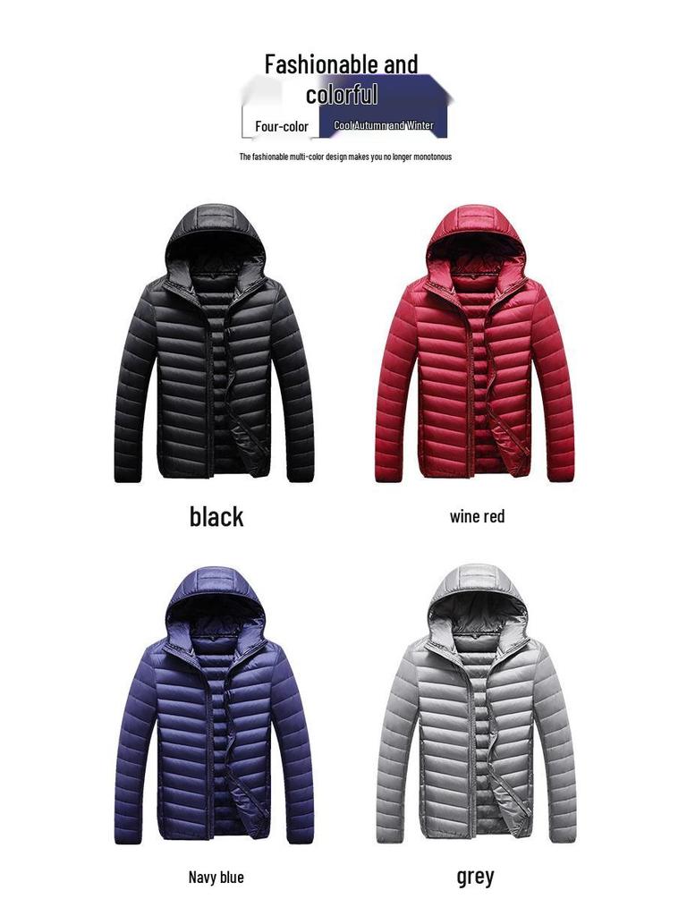 2024 Men's Lightweight White Duck Down Hooded Jacket - Short, Warm, Long Sleeve Outerwear