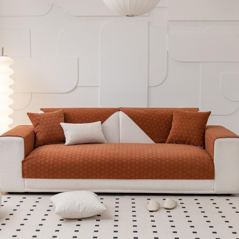Light Luxury Style Sofa Cushion Modern Simple Solid Color Fabric Anti-slip Sofa Cushion Chenille All-season Cover Cover