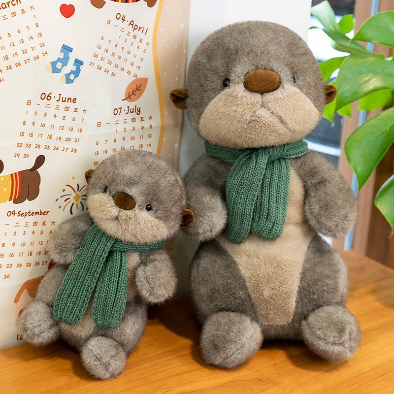 New Simulated Scarf Otter Plush Toy Doll Doll Sleeping Pillow Rag Doll Children's Birthday Gift