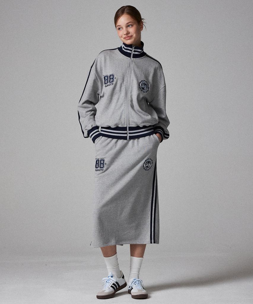 Awesome Studio Line Color Block Sweat Long Skirt Melange Grey