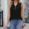 Women's Fashion Solid Color Collar Zipper Sleeveless Loose T-shirt Tank Top