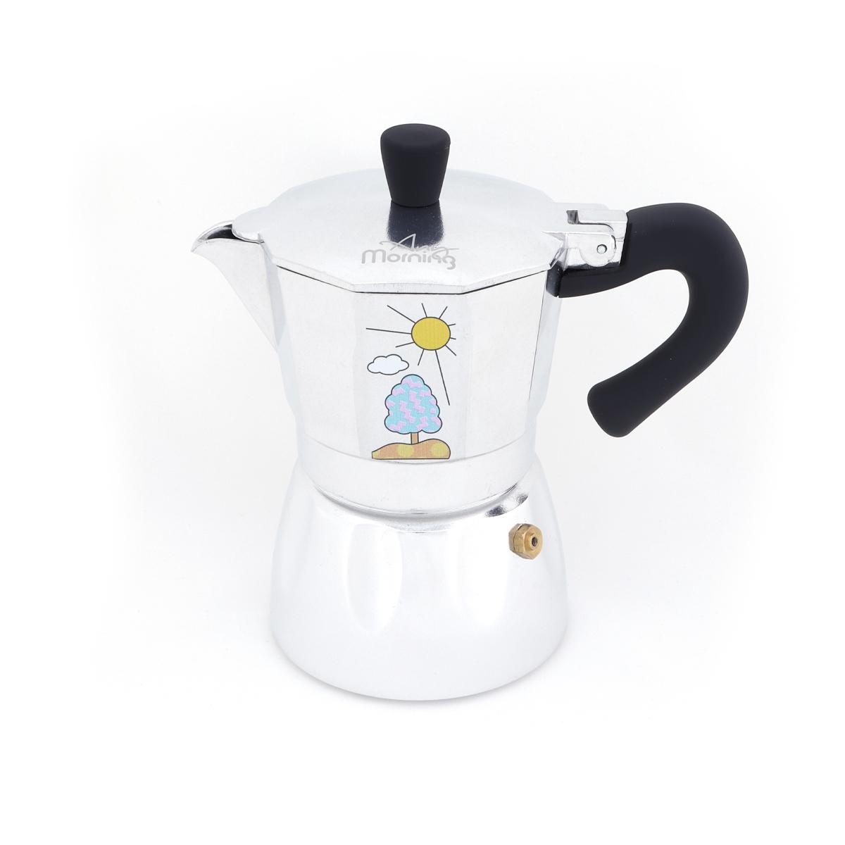 

Any Morning Stovetop Espresso Maker, Moka Pot, Italian Coffee Maker, Coffee Percolator, Aluminum Moca Pots, 3 Cups Coffee Maker, 4 oz, 120 Ml, 3 Cup