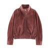Womens 2026 American Faux Suede Stand Collar Baseball Jacket Casual Versatile Short Coat