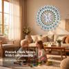 Peacock Wall Clock Non-Ticking Radial Modern Glam for Living Room