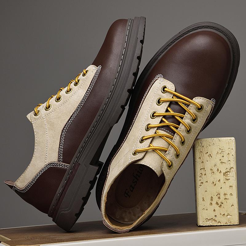 2026 New Premium Men's Industrial Style Shoes - Durable Cowhide with Woven Lace Design & Slip-Resistant Outsole for Casual Use