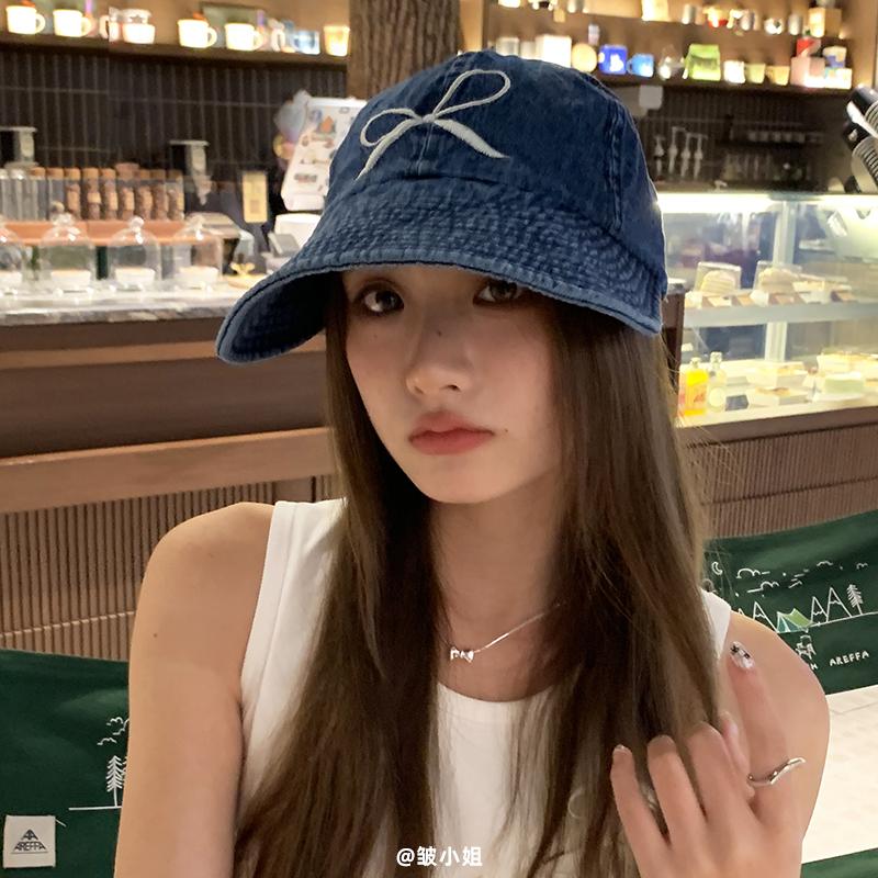 Designer Cute Bow Embroidery Pattern Octagonal Hat Children Spring and Summer Sunscreen Bucket Hat