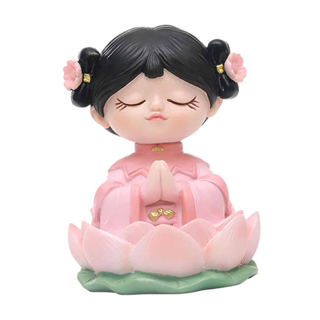 Girl Mini Statue Desktop Decoration Craft ,Creative ,Miniature Figurine Buddhist Girl Figurine for Cake Decoration Bedroom