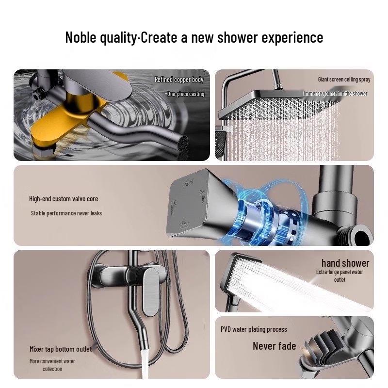 Brass Pressurized Wall-Mounted Shower Set