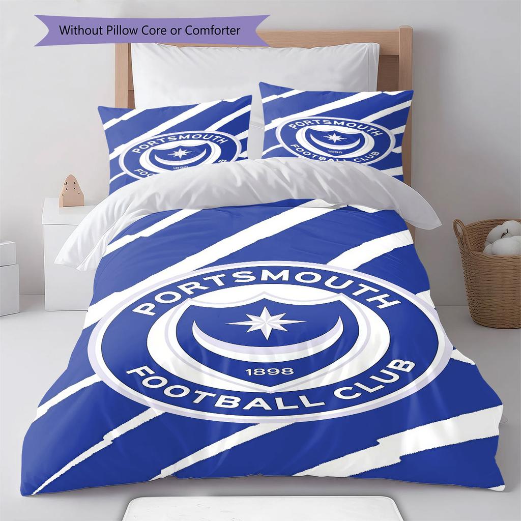 Set Copripiumino Trapuntato con Logo Portsmouth Federa Decorazione per la Casa Regalo di Compleanno (1 * copripiumino + 2 * federa, senza nucleo)