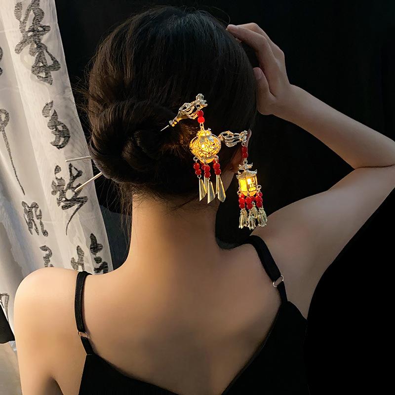 Antique Tassel Hairpin Women's New Chinese Disc Hair Pearl Hairpin Modern Cheongsam Hairpin Headdress