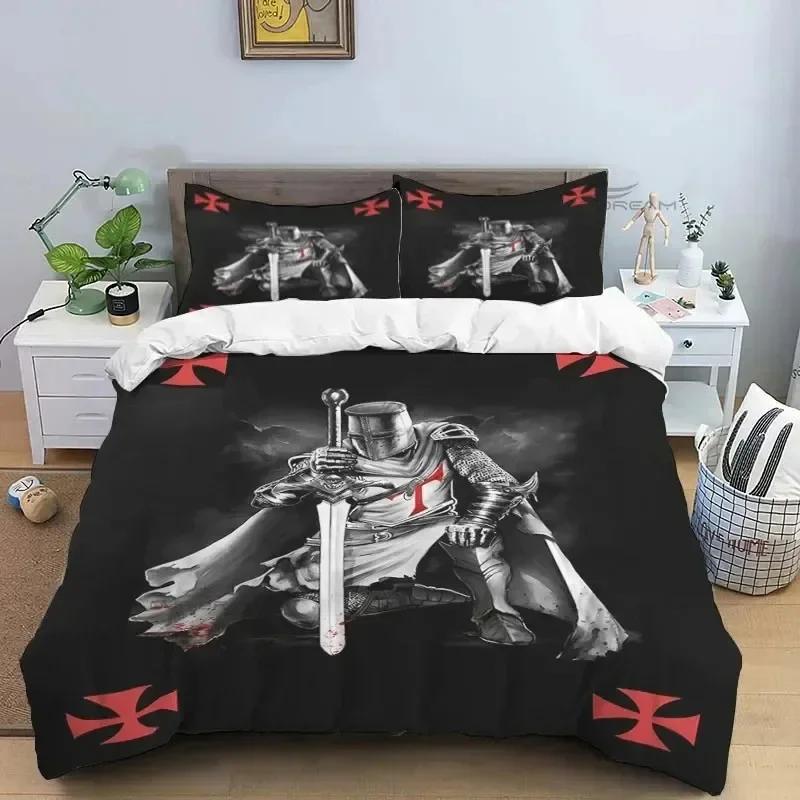 Medieval Knights Templar Patterns Supplies Set Duvet Cover Set Bedding Sets Adults Bed Pillowcases No Filling Birthday Gifts