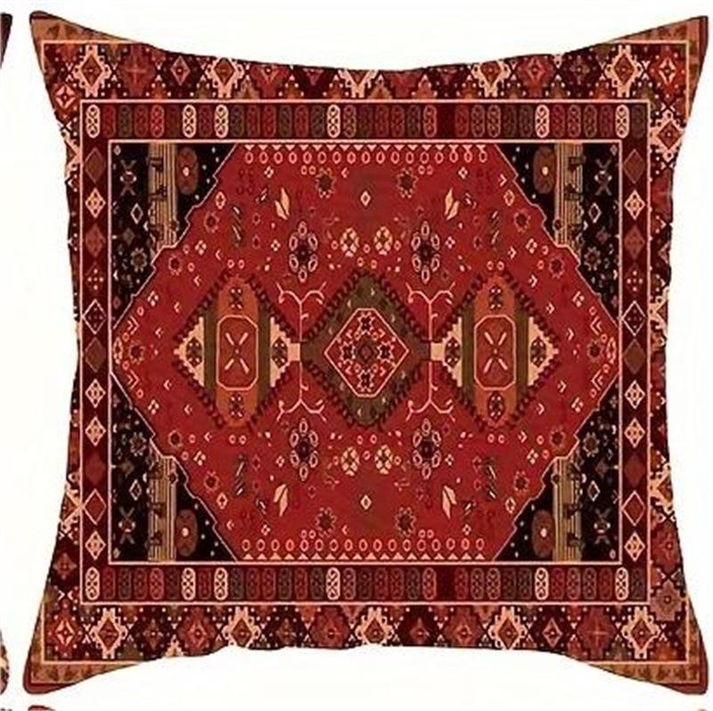 Retro Mandala Emoji Leinen Kissenbezug - Ohne Füllung