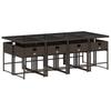 9 Piece Brown Garden Dining Set with Cushions