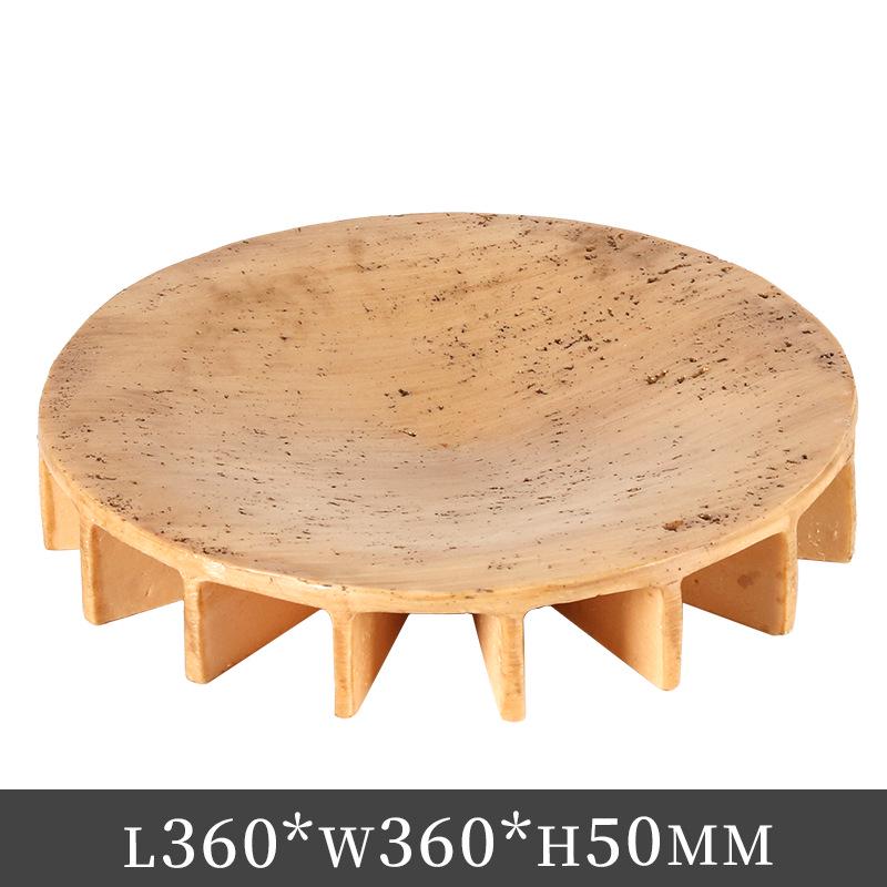 Wabi-Sabi Fruktskål med Bas i Faux Travertin - Elegant Skrivbordsförvaring och Dekoration för Lyxiga Bed & Breakfast och Showrooms.