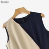 ZANZEA Women Casual Round Neck Loose Sleeveless Wide Leg Jumpsuits