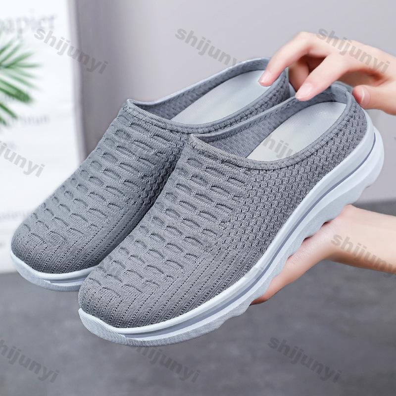 Fashion Women's Casual Shoes Summer Mesh Breathable Soft Sole Slippers Fashion Non Slip Lightweight Comfortable Height Increase Sandals
