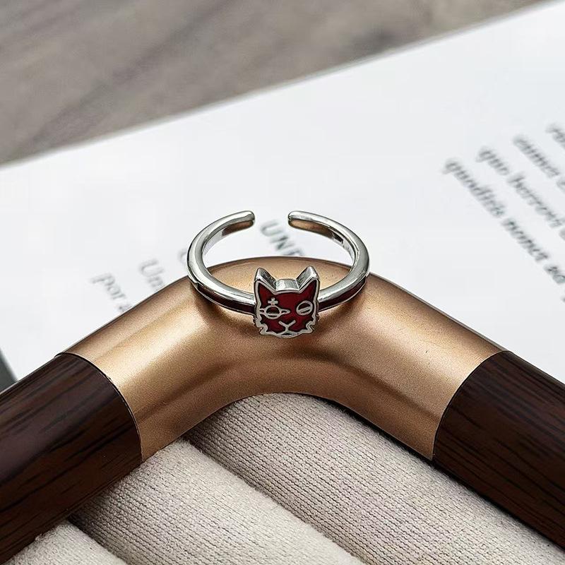 Red Enamel Dripping Oil Natal Year Dark High-End Open Ring Female Light Luxury Mori Niche Design Index Finger Ring