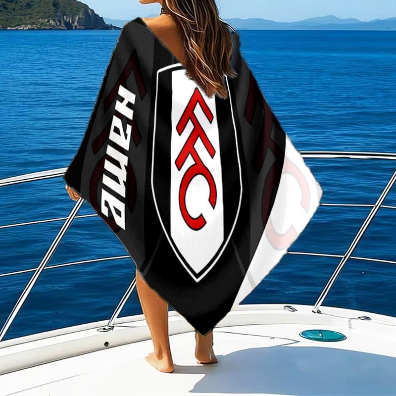1PC Custom Name Beach Towel Fulham FC Crest Beach Towel, Suitable for Camping, Travel, Beach Accessories, Super Absorbent, Family Gift