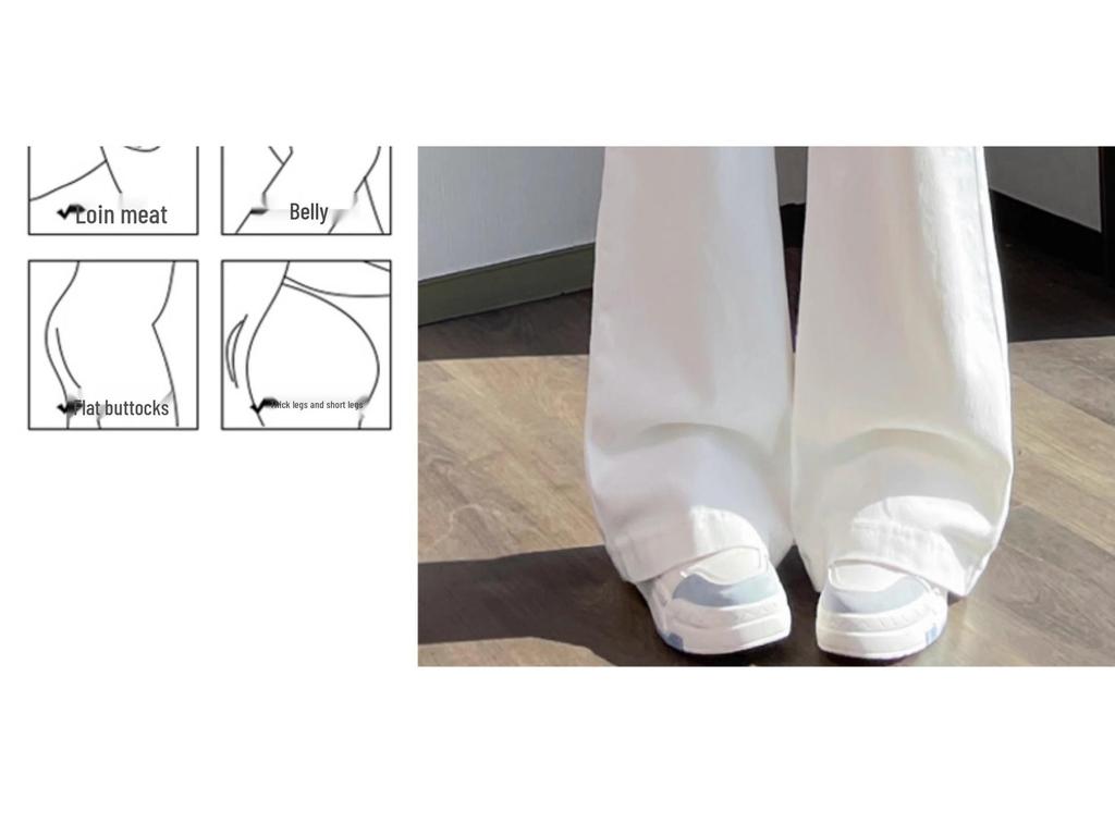 High-Waisted White Micro-Flare Jeans for Women - 2025 Autumn/Winter Collection: Slimming, Casual, Versatile, Floor-Length.