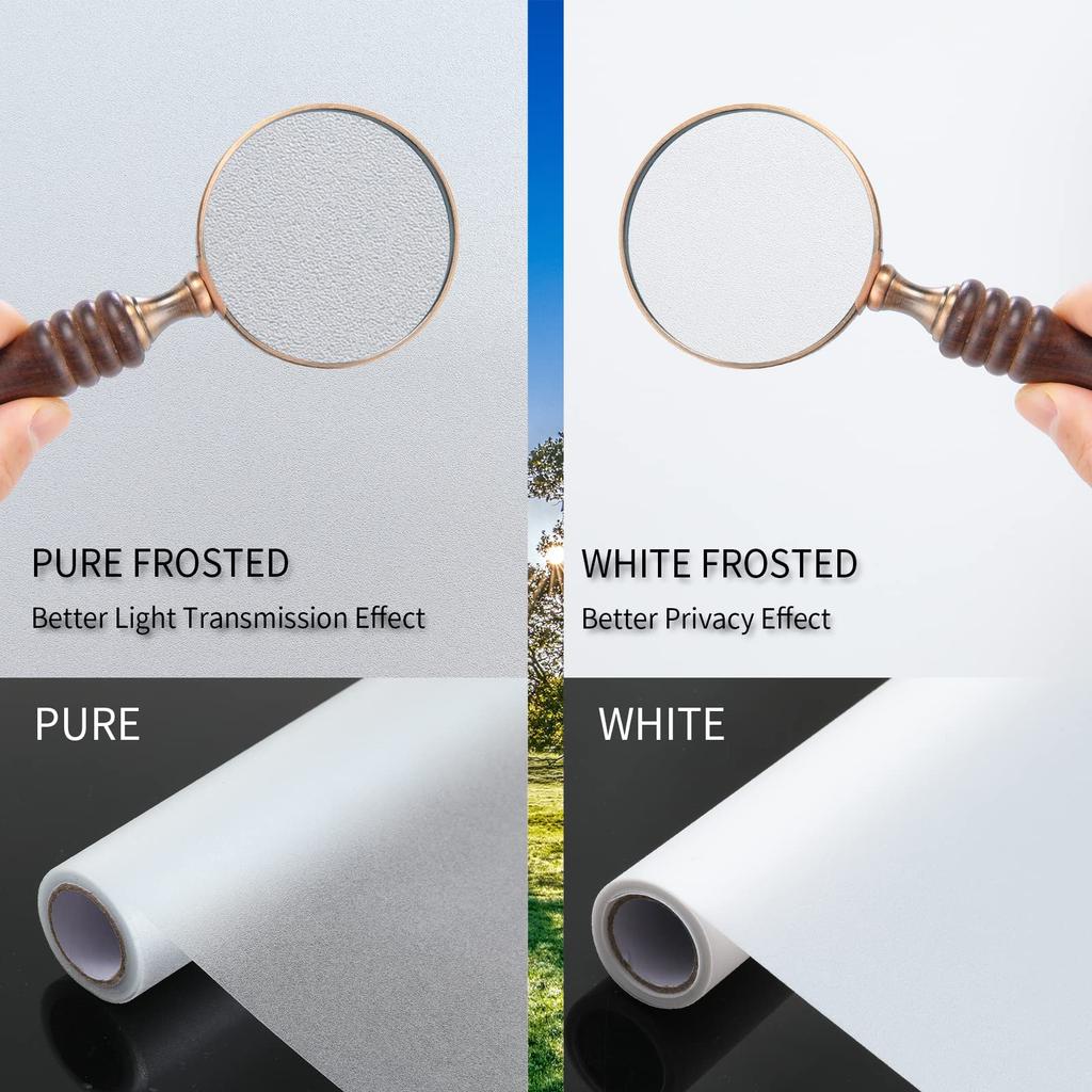 Frosted Glass Window Film with Tools Reusable Window Privacy Film Static Clings UV Protection Sun Blocking Window Tint Kit for Home Bathroom