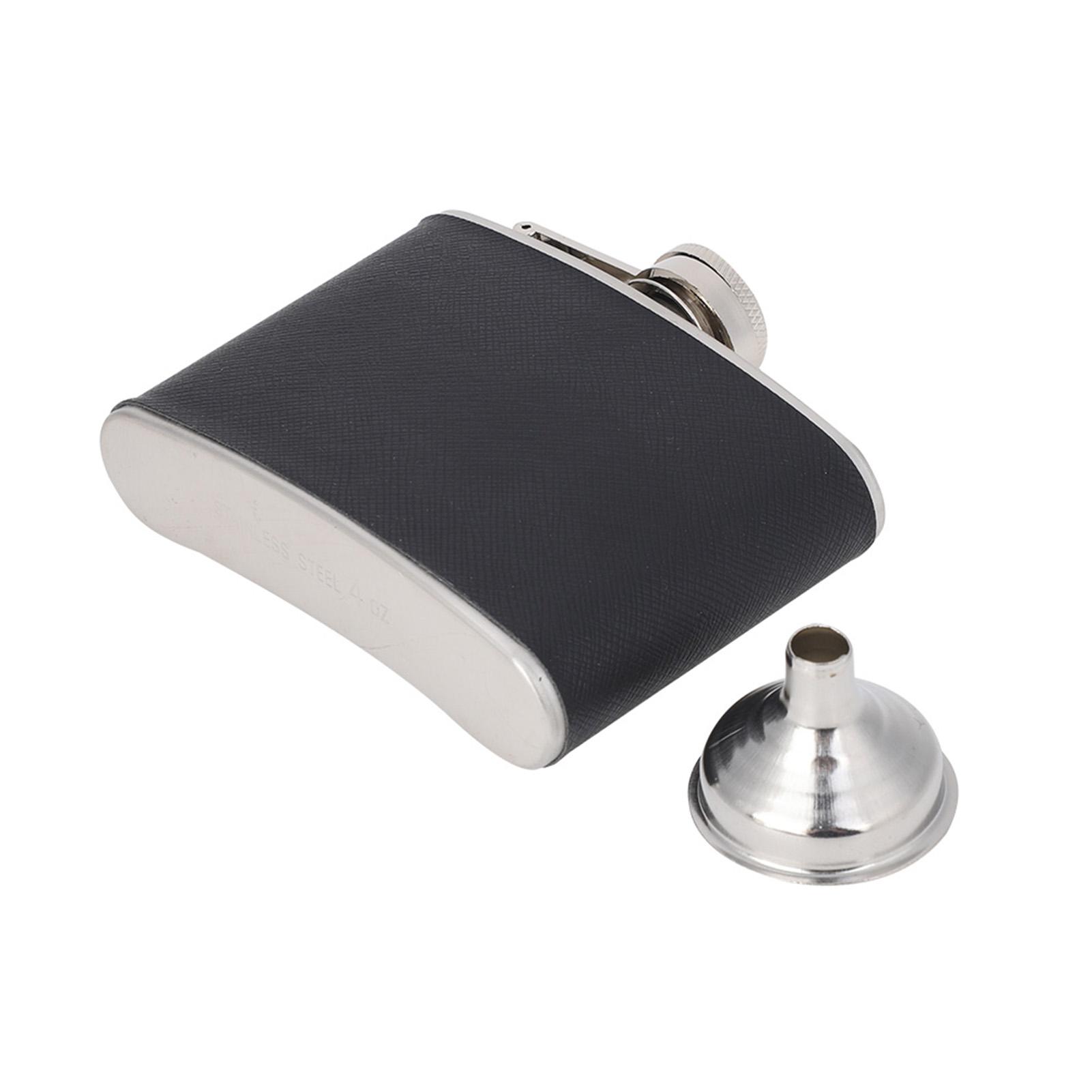 

Портативна фляга для вина та віскі з нержавіючої сталі, елегантна шкіряна пляшка для алкоголю 4 унції 120 мл