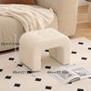 Solid Wood Upholstered Stool, Multifunctional Soft Faux Leather Low Stool for Living Room, Compact Shoe Changing Bench