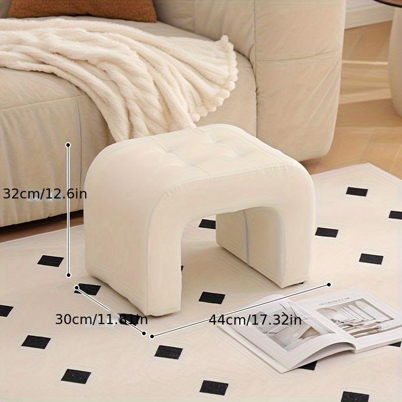 Solid Wood Upholstered Stool, Multifunctional Soft Faux Leather Low Stool for Living Room, Compact Shoe Changing Bench