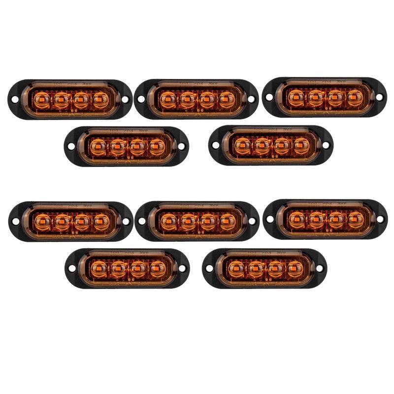 10Pcs 12V-24V 4LED Car Side Marker Lights Turn Signal Lights Side Indicator Lights Taillight For Trailers Trucks Accessories