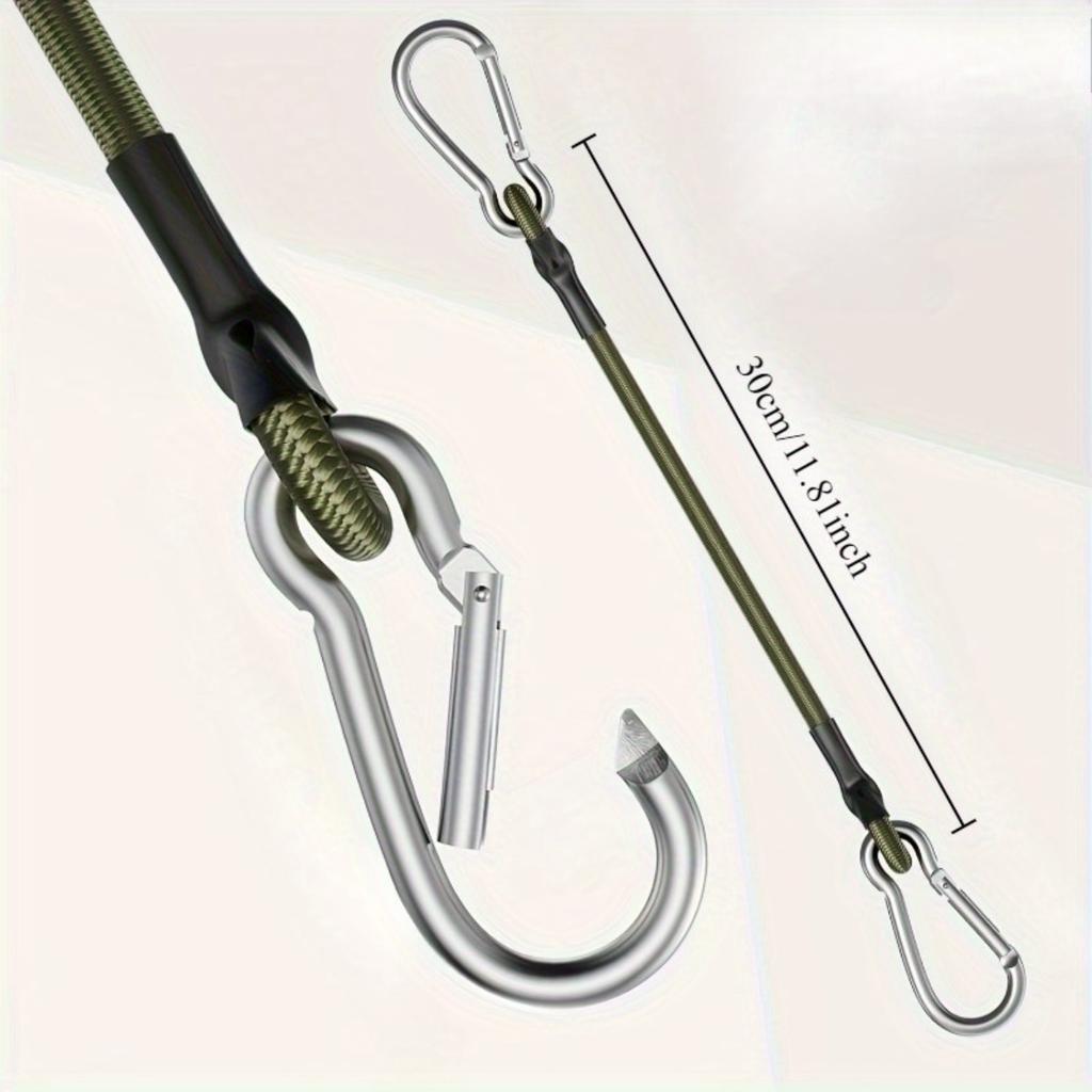 2 stk Kraftig elastisk tau med karabinkroker, Fleksibel og slitesterk 12-tommers snor for bagasje, last