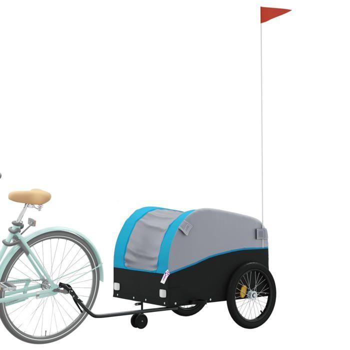 VidaXL Remorque de Vélo, Chariot de Transport avec Drapeau, Chariot de Vélo, Remorque de Bicyclette, Remorque à Bagages, 94149
