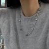 Mother-of-pearl Ruyi knot, starry sky design, multi-strand gray pearl necklace, fashionable and elegant, long sweater chain, popular among