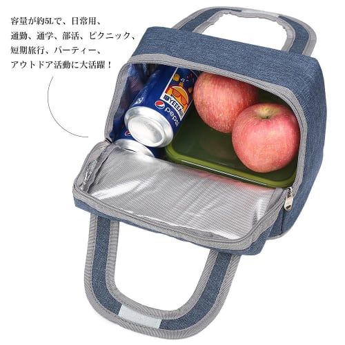 Farway 5L Capacity Insulated Lunch Bag, Water-Repellent Oxford Cloth Tote Bag, Handbag