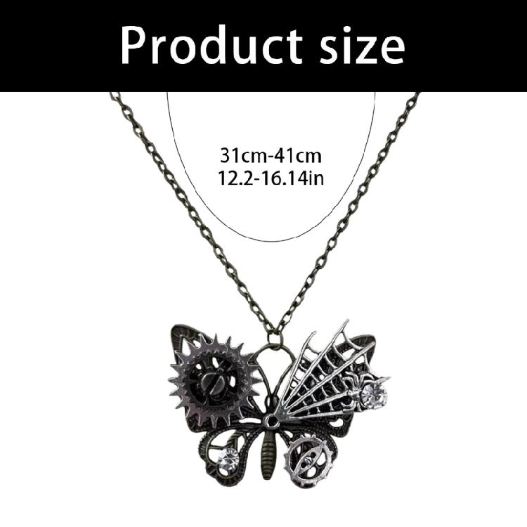 Steampunk Style Butterfly Gears Necklace Retro Alloy Jewelry Adjustable Chain For Bold Fashion Statements