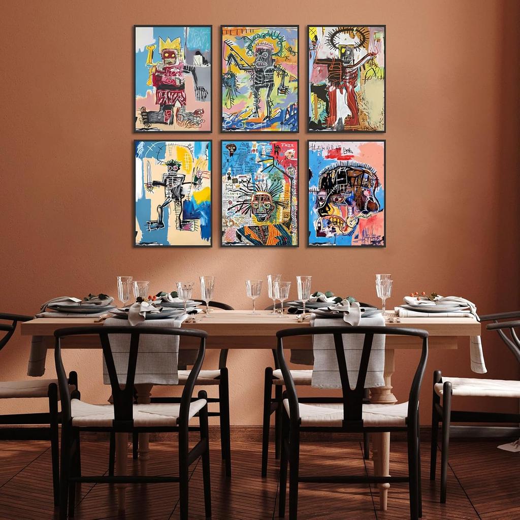 6 Pcs Street Graffiti Wall Art Modern Abstract Poster Prints Wall Decor Artist colorful Print Canvas Painting Artwork for Living Room Bedroom