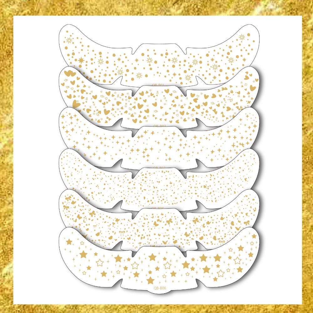 6pcs Waterproof Temporary Tattoo Glitter Makeup Patches Hot Stamping Face Makeup Disposable Use