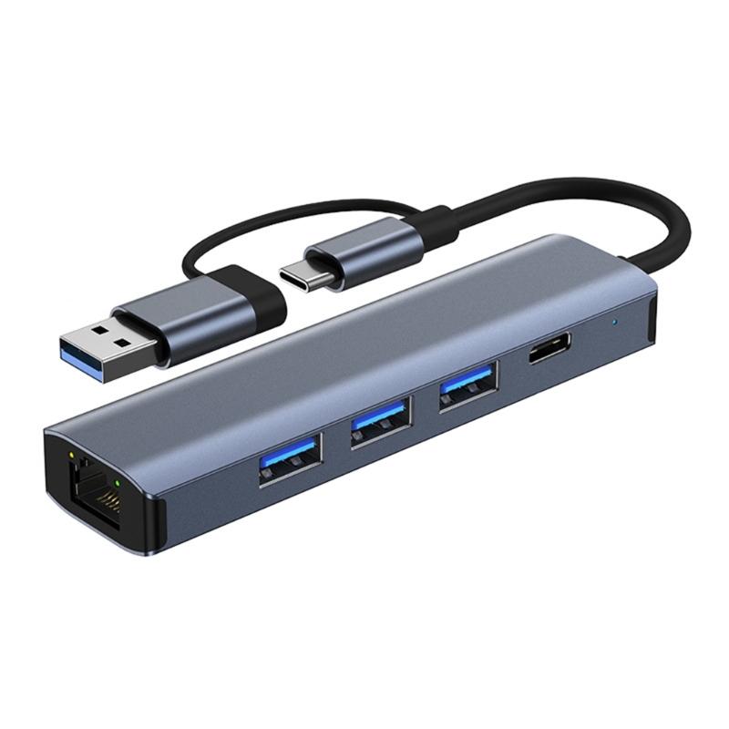 USB Type C to RJ45 100mbps/1000mbps Ethernet Networking Adapter USB3.0 USB2.0 Data Transfer Hub for Laptop Accessories