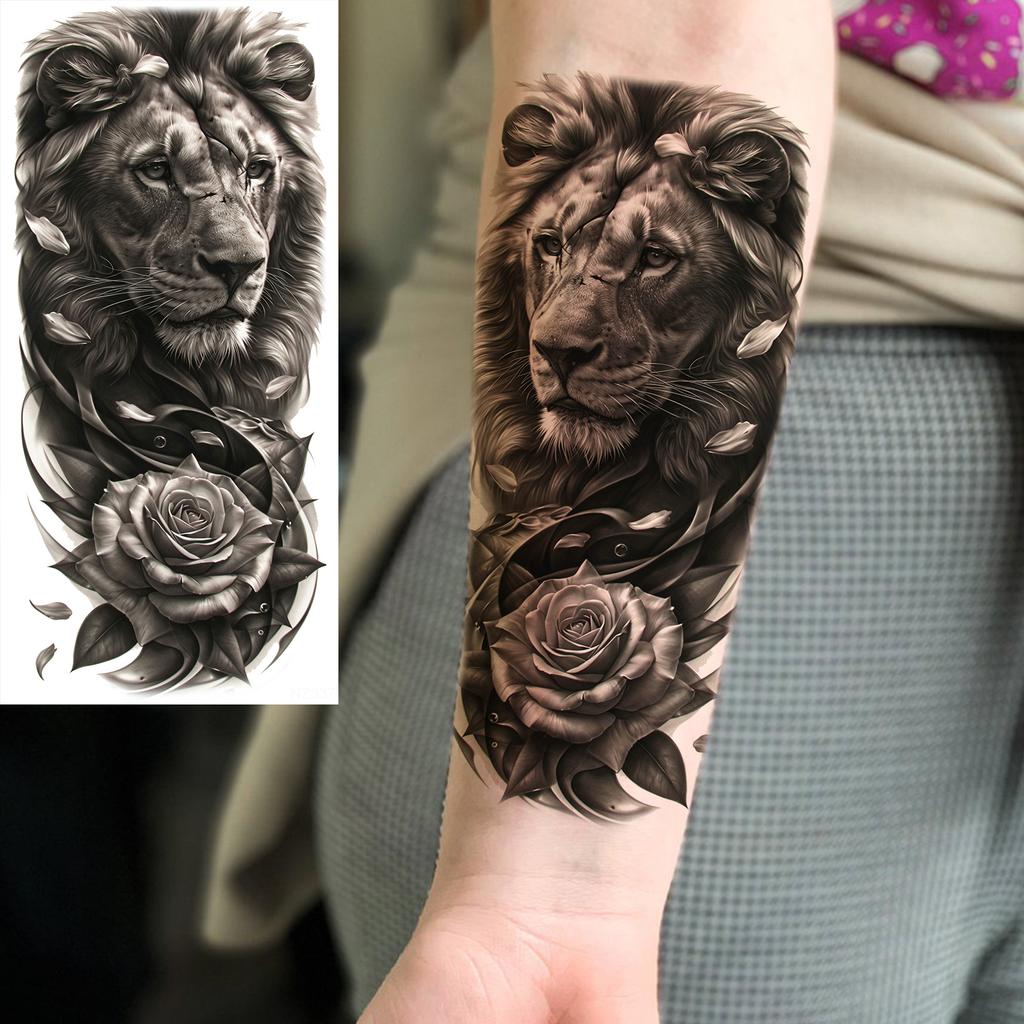 1 Sheet Realistic Fake Tiger Temporary Tattoos Sticker For Men Women Adults Water Transfer Transferable Tattoo Sleeve Waist Arm