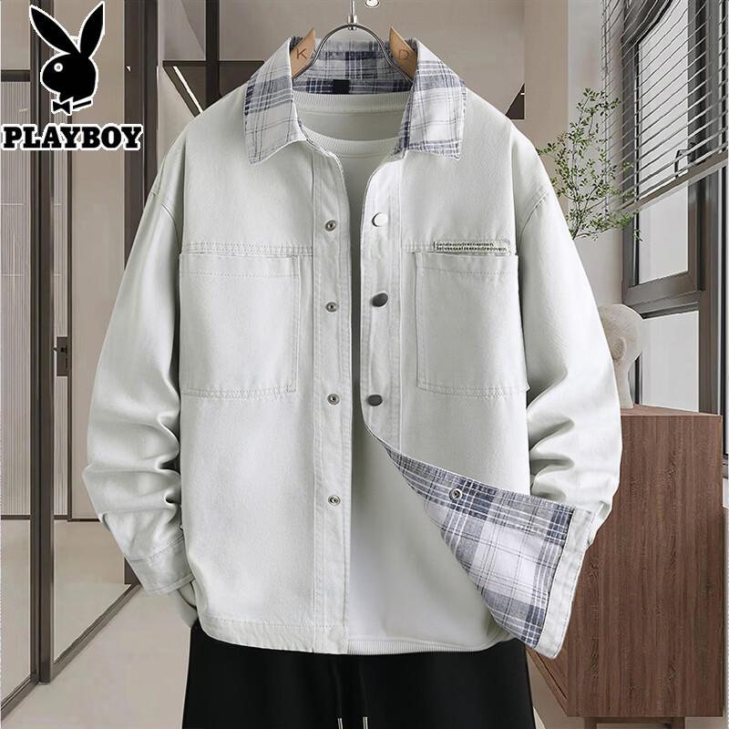 PLAYBOY Men s Tie-Dye Gradient Denim Shirt Jacket L