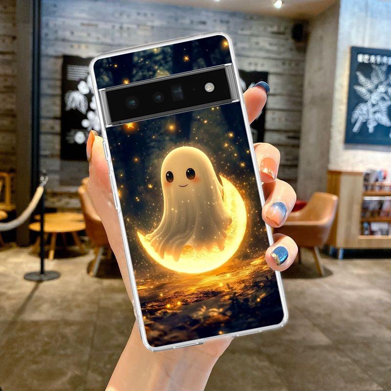 Phone Case Cover for Google Pixel 9,8,7,6,5,4,4XL,7A,6A,5A,4A,3A,Pro,XL,5G Transparent Soft TPU Shell Halloween Ghost Costume