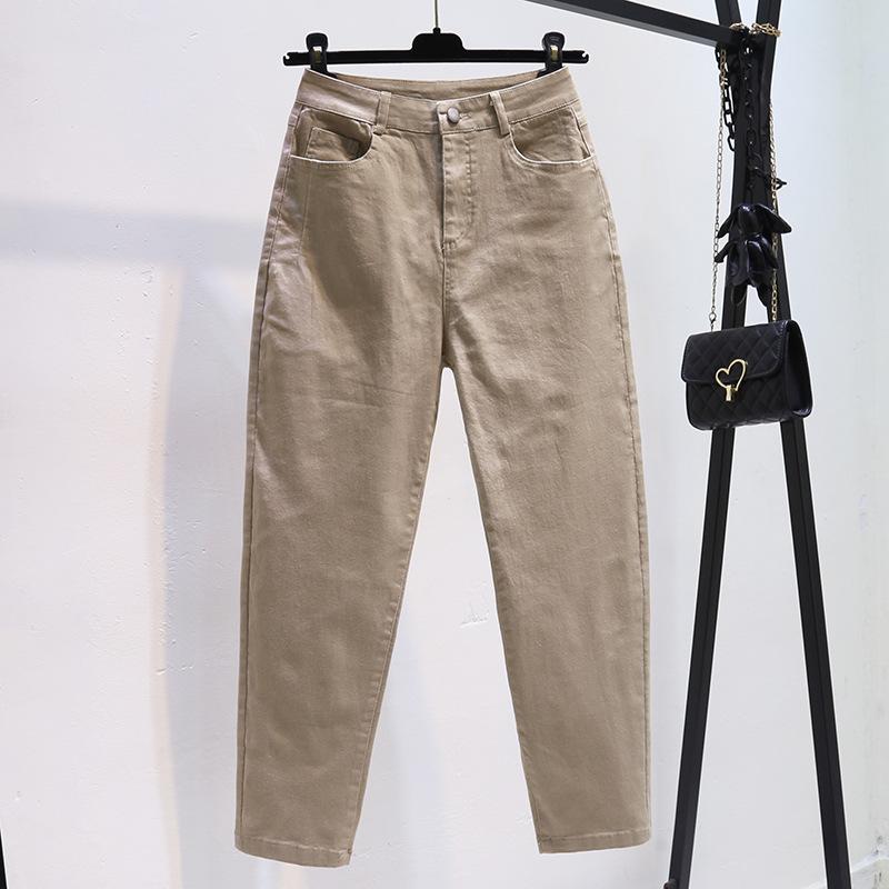Spring and Summer Elastic Denim Casual Pants Women's Loose and Thin High-waisted White Nine-point Dad Pants Stylish Minimalist Five-pocket Pants