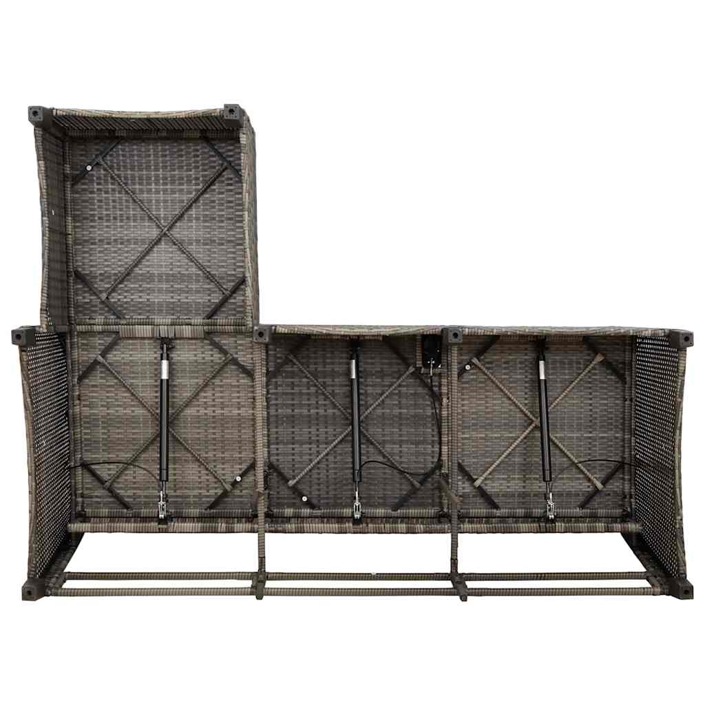 Garden Sofa with Reclining Function Cushions L Shaped Grey Poly Rattan