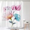 Watercolour Flower White Shower Curtain Simple Style 3D Plant Flowers Waterproof Polyester Bathroom Curtains Bath Screen Decor