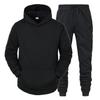 Unisex Matching Hoodie Set Solid Color Fleece Pullover Sweatshirt Winter