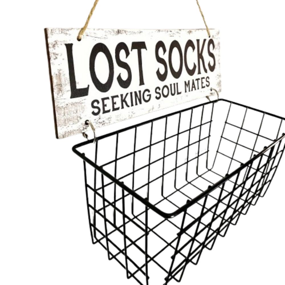 Wire Organizer Socks Storage Basket Wall Mounted Socks Hanging Shelf Lost Socks Container  Closets Style 1