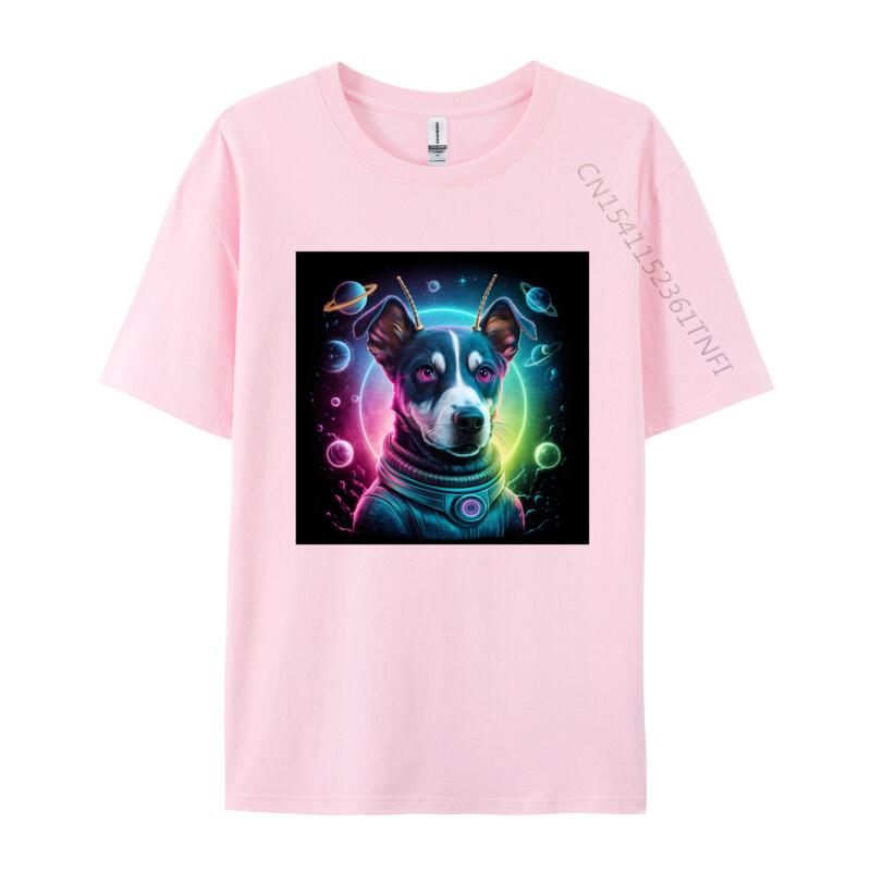 Camisa Tops Shirts Alien dog In Space Tshirts Problem Solved T Shirt Men Crazy Alien Dog Pure Cotton Tshirts