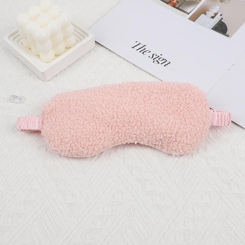 Plush Eye Mask with Elastic Band, Ear-Friendly, Lamb Wool, Solid Color, High-Style Silk Imitation for Napping.