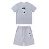 Mens Gradient Letter Embroidered Cotton Tee Shorts Set Streetwear Casual Outfit